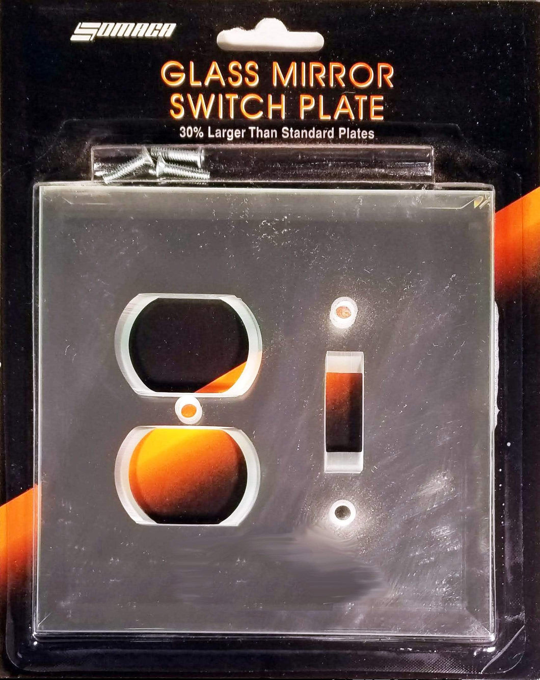 Sy Derin Switch Plate Glass Mirror Double Duplex & Switch Plate: Clear Mirror- GLS-C7 GLS-C7
